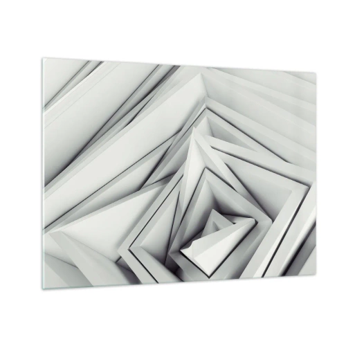 Tablou pe sticlă - Forme geometrice tridimensionale în nuanțe de gri - 70x50cm - Muguri cu unghiuri ascuțite - Decorațiune modernă pentru perete pentru living și dormitor ARTTOR