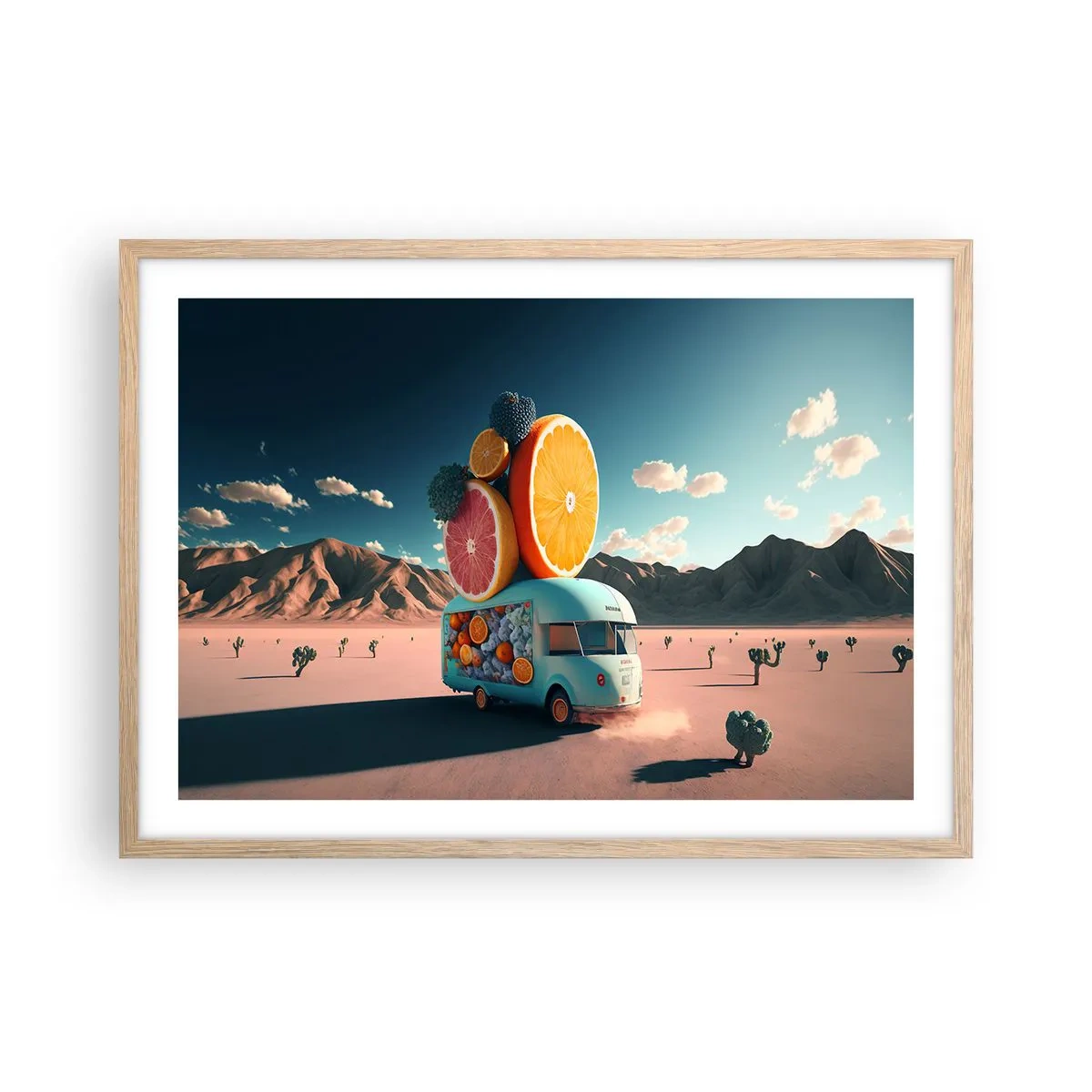 Poster în ramă de stejar deschis - Gustul vacanței - 70x50 cm