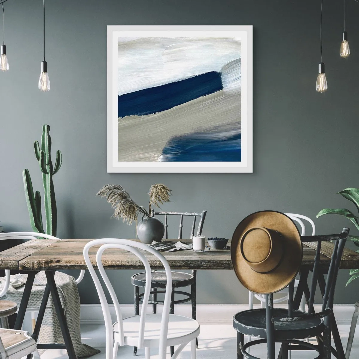 Poster în ramă albă - Întâlnire cu albul - 30x30 cm