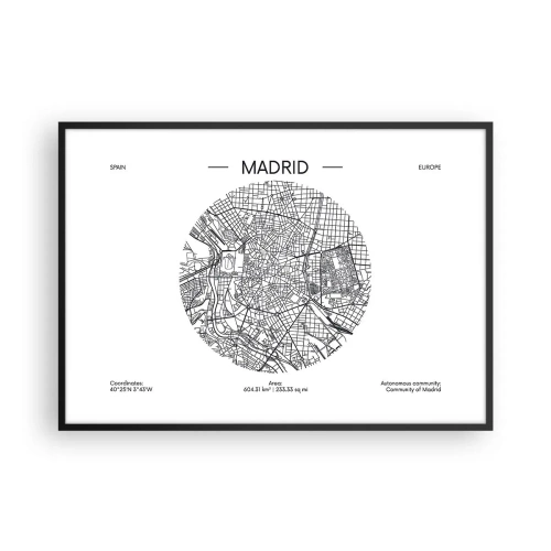 Poster în ramă neagră - Anatomia Madridului - 100x70 cm