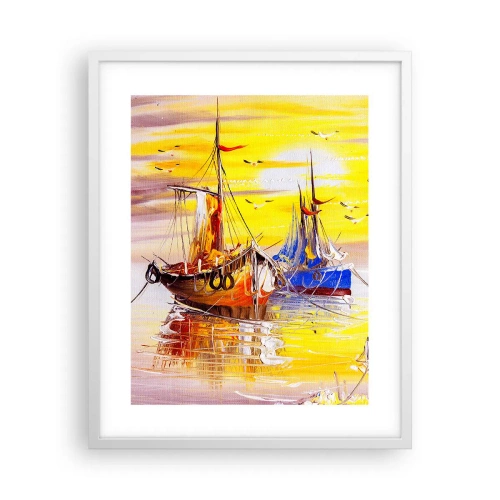 Poster în ramă albă - O binemeritată odihnă în port - 40x50 cm