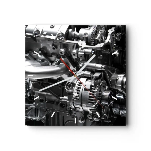 Ceas de perete - Ceas pe sticlă - De oțel, frumos, puternic - 40x40 cm