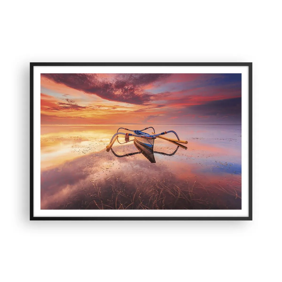 Poster în ramă neagră - Liniștea unei seri tropicale - 100x70 cm