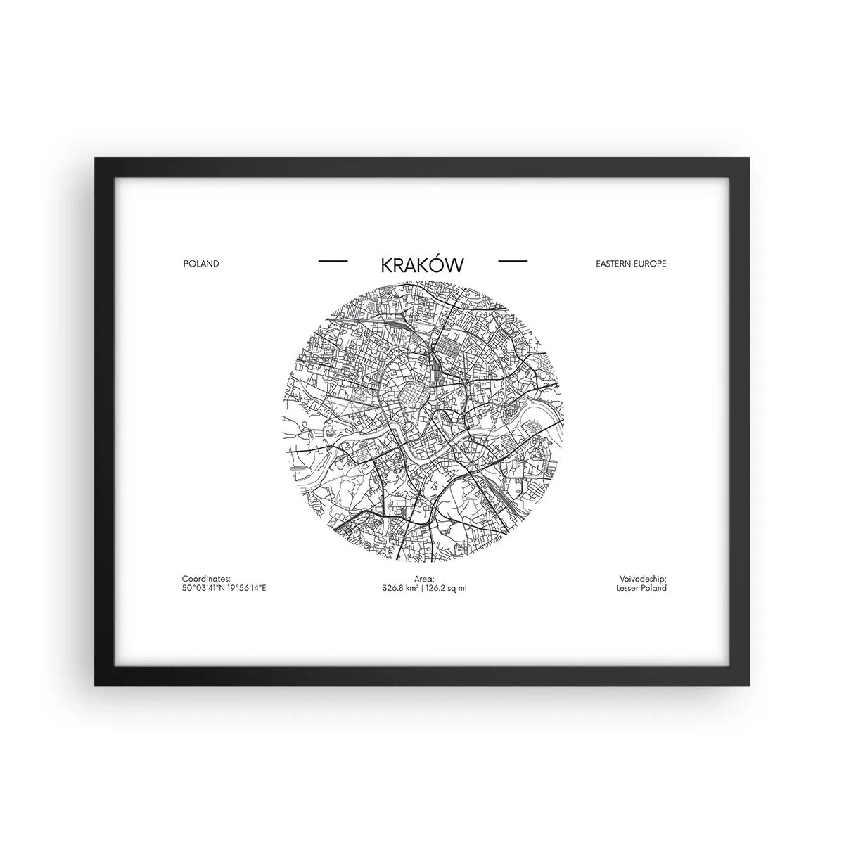 Poster în ramă neagră - Anatomia Cracoviei - 50x40 cm