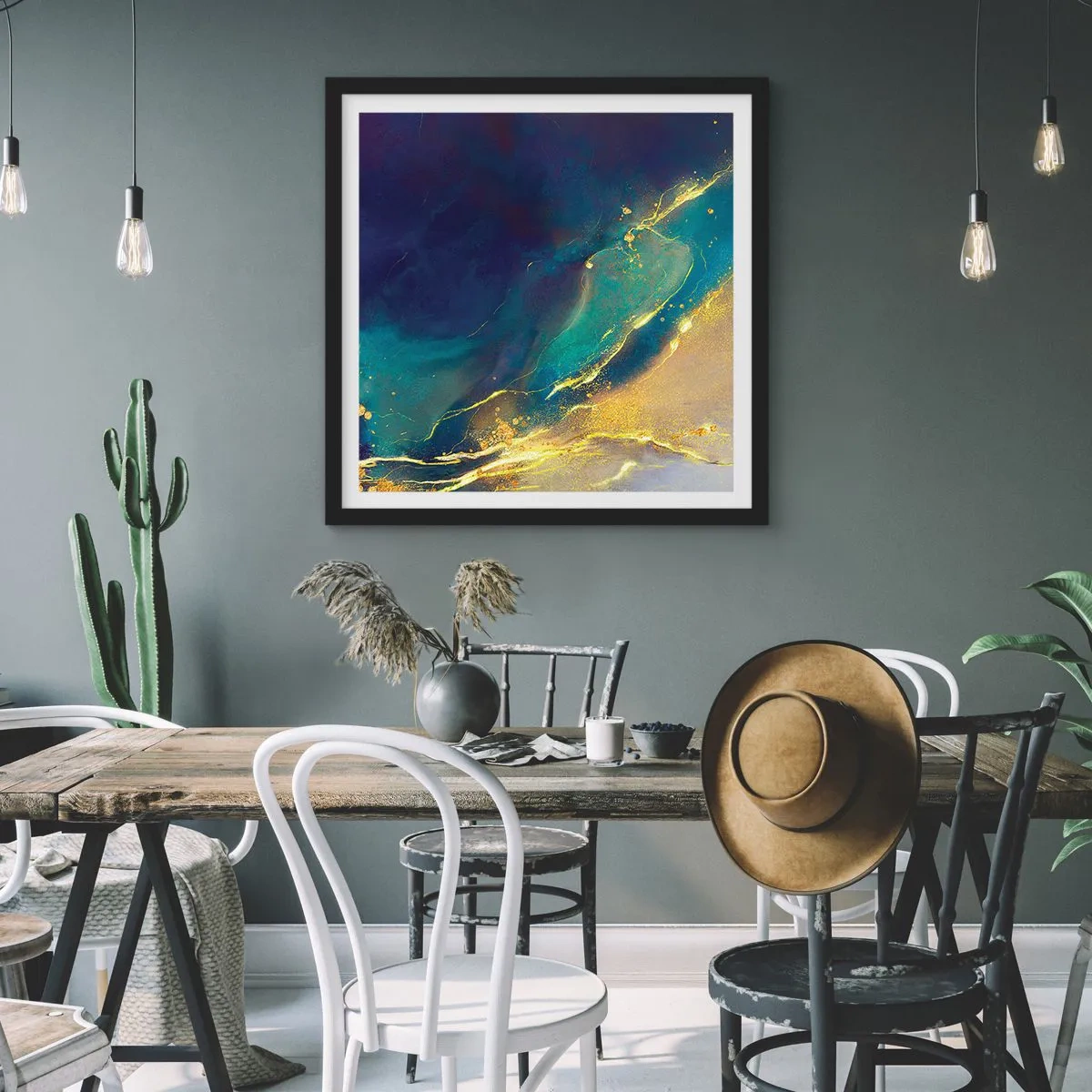 Poster în ramă neagră - Baltă de aur - 60x60 cm