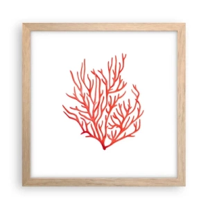 Poster în ramă de stejar deschis - Coral filigranat - 30x30 cm