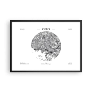 Poster în ramă neagră - Anatomia Oslo - 70x50 cm