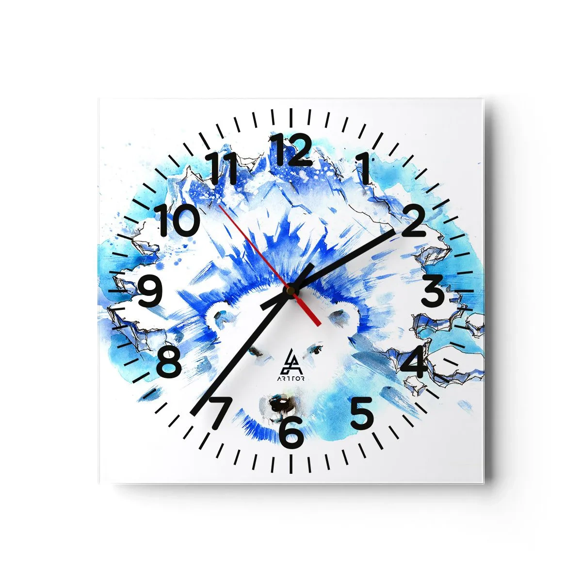 Ceas de perete - Ceas pe sticlă - Regele Arcticii într-o coroană de gheață - 30x30 cm