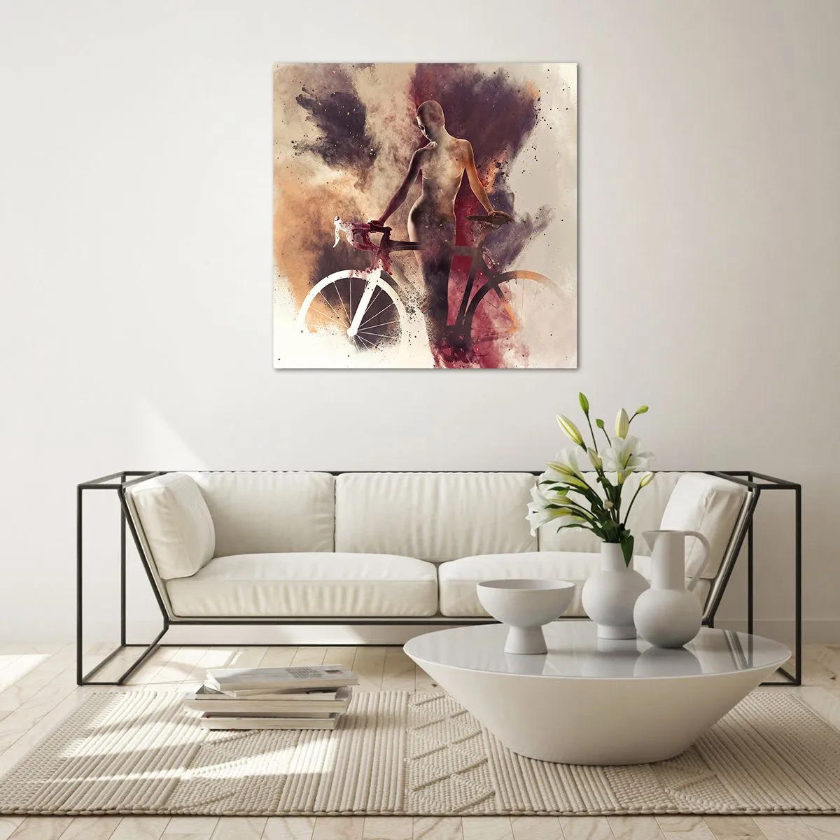 Tablou pe sticlă - În forme de marmură sufletul ciclist - 70x70 cm