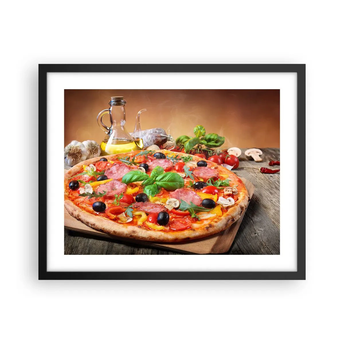 Poster în ramă neagră - Cu o adevărată aromă italiană - 50x40 cm