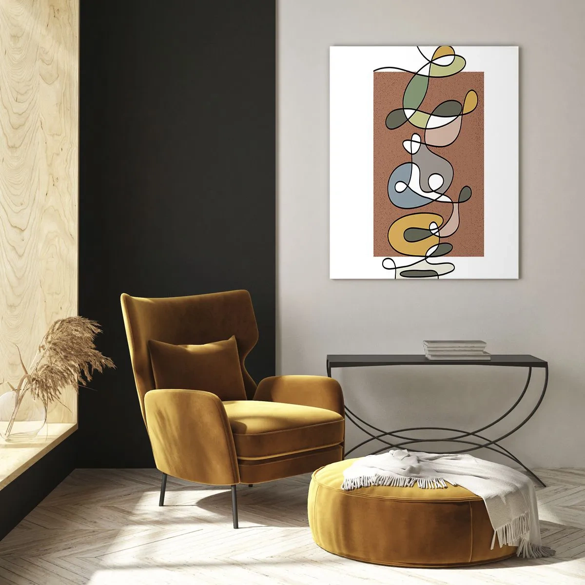 Tablou pe sticlă - Abstracția care merită un zâmbet - 50x70 cm