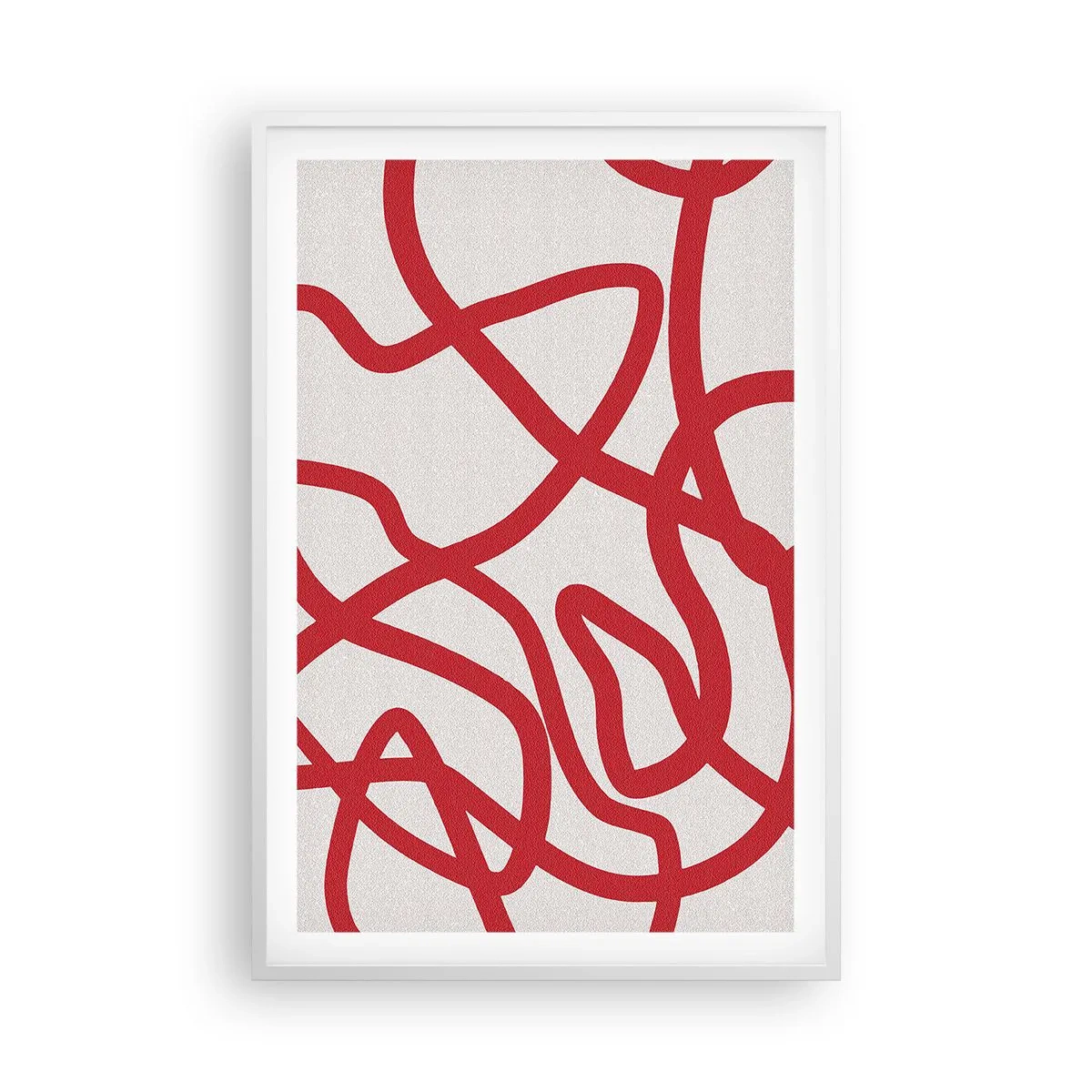 Poster în ramă albă - Roșu pe alb - 61x91 cm