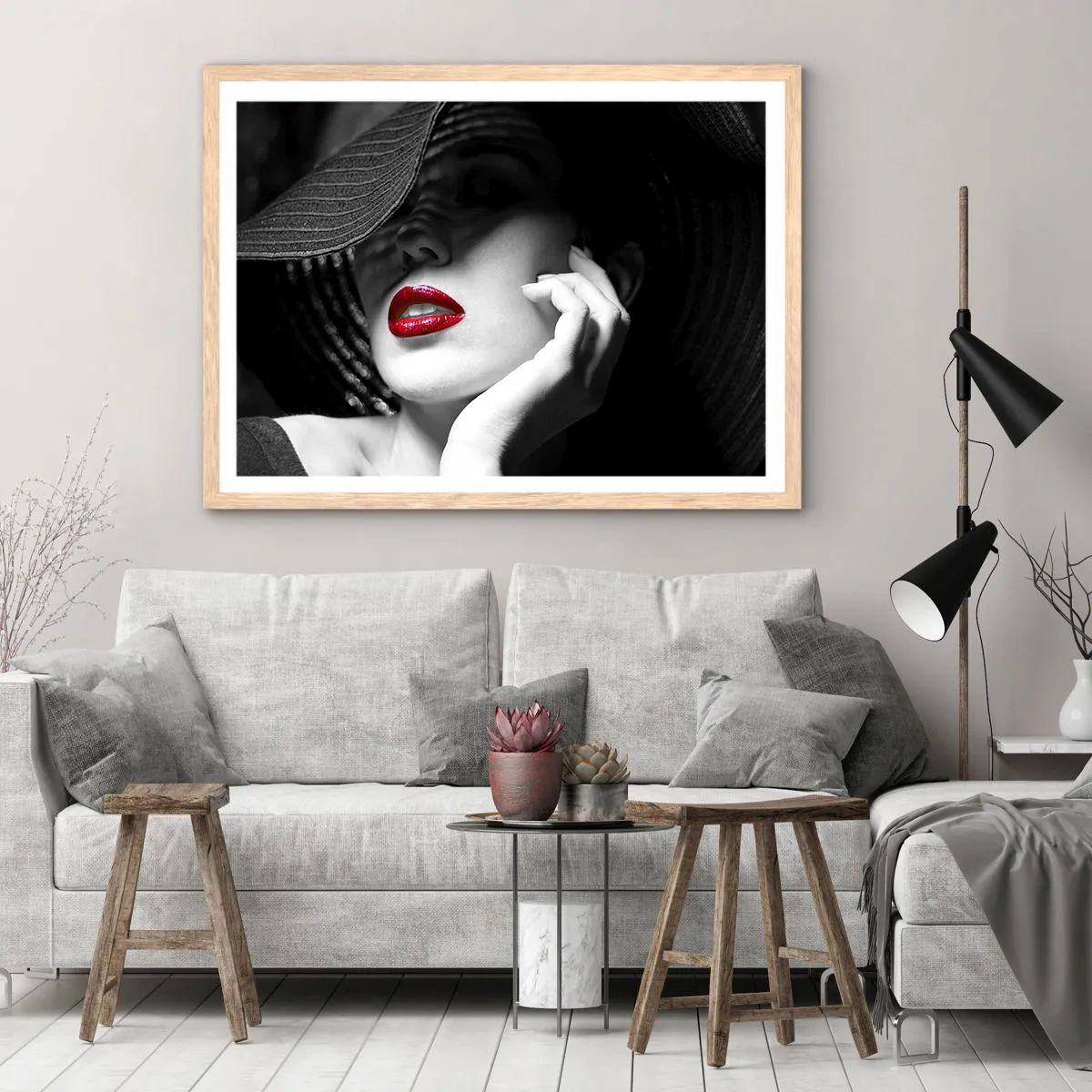 Poster în ramă de stejar deschis - Studiu în stacojiu - 91x61 cm