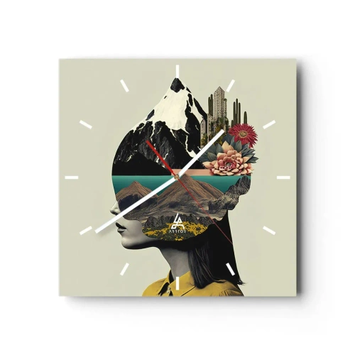 Ceas de perete - Ceas pe sticlă - Femeia - întotdeauna un mister - 30x30 cm