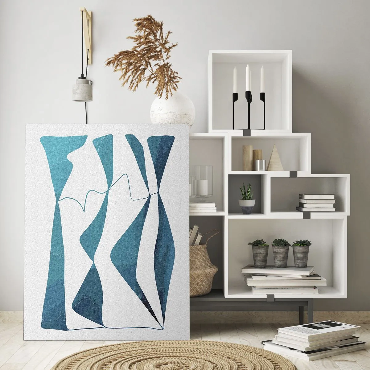 Tablou pe sticlă - Abstracție: relație turcoaz - 50x70 cm