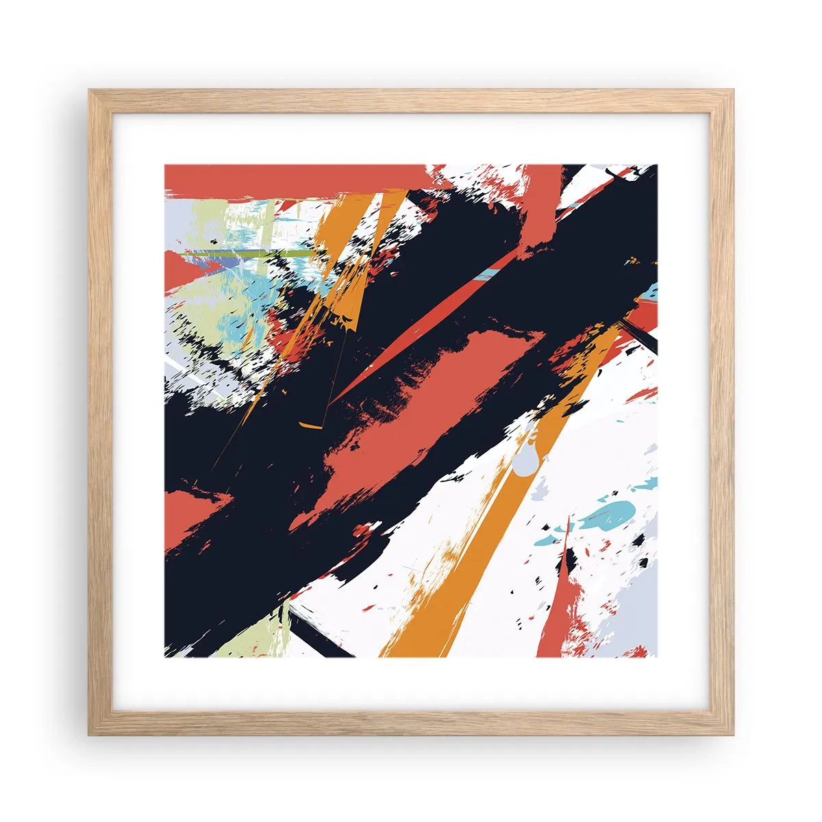Poster în ramă de stejar deschis - Compoziție dinamică - 40x40 cm