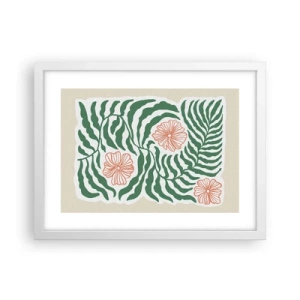 Poster în ramă albă - Înflorite în verde - 40x30 cm