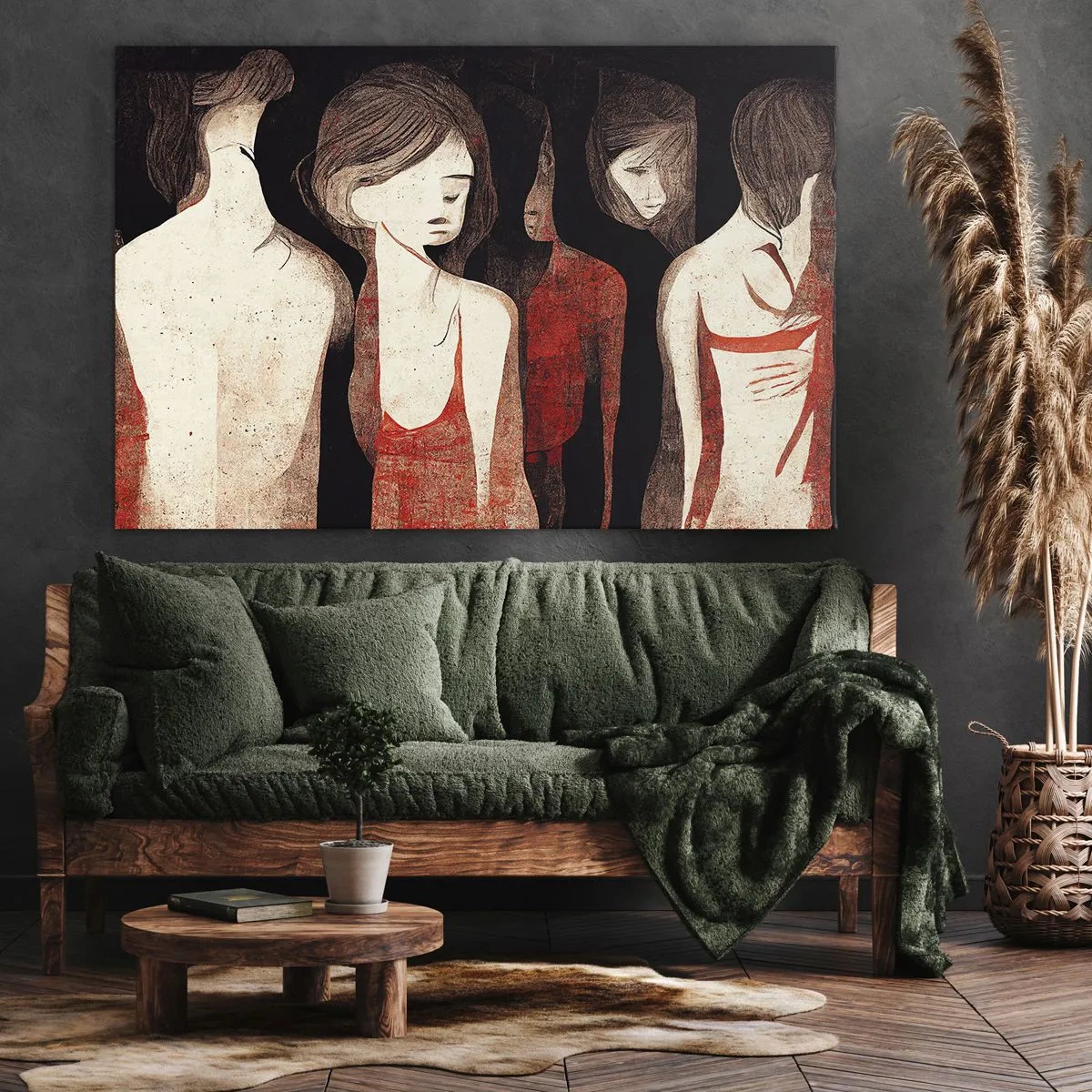 Tablou pe pânză Canvas - Figuri artistice într-o compoziție abstractă - 70x50cm - Madonele întunericului - Decorațiune modernă pentru perete pentru living și dormitor ARTTOR