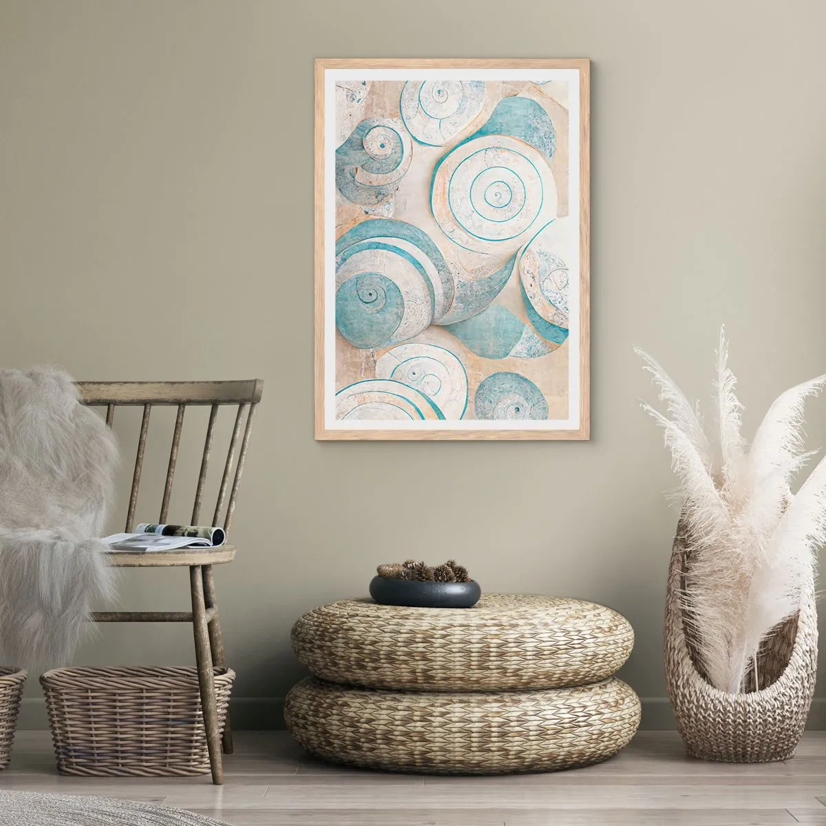 Poster în ramă de stejar deschis - Ce ascunde cochilia? - 50x70 cm