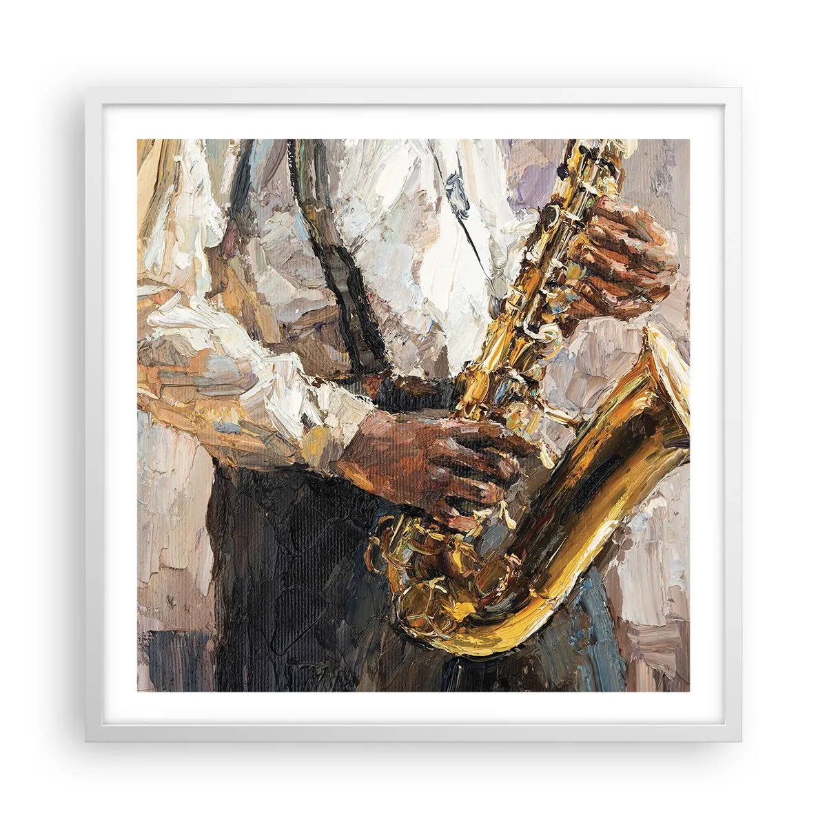 Poster în ramă albă - E timpul pentru a cânta solo - 60x60 cm