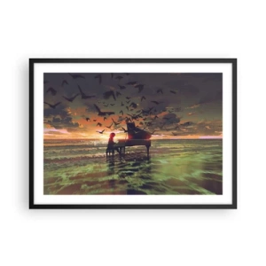 Poster în ramă neagră - Concert pentru pian și valuri - 70x50 cm