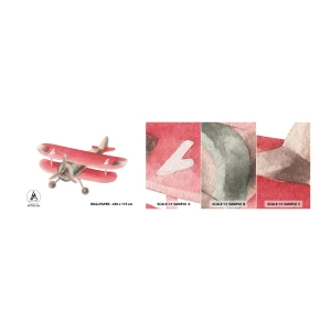 Mostră tapet autocolant Deluxe Sticker - Gata pentru zboruri la mare înălțime - Avion, Pentru copii, Epocă - 100x30 cm