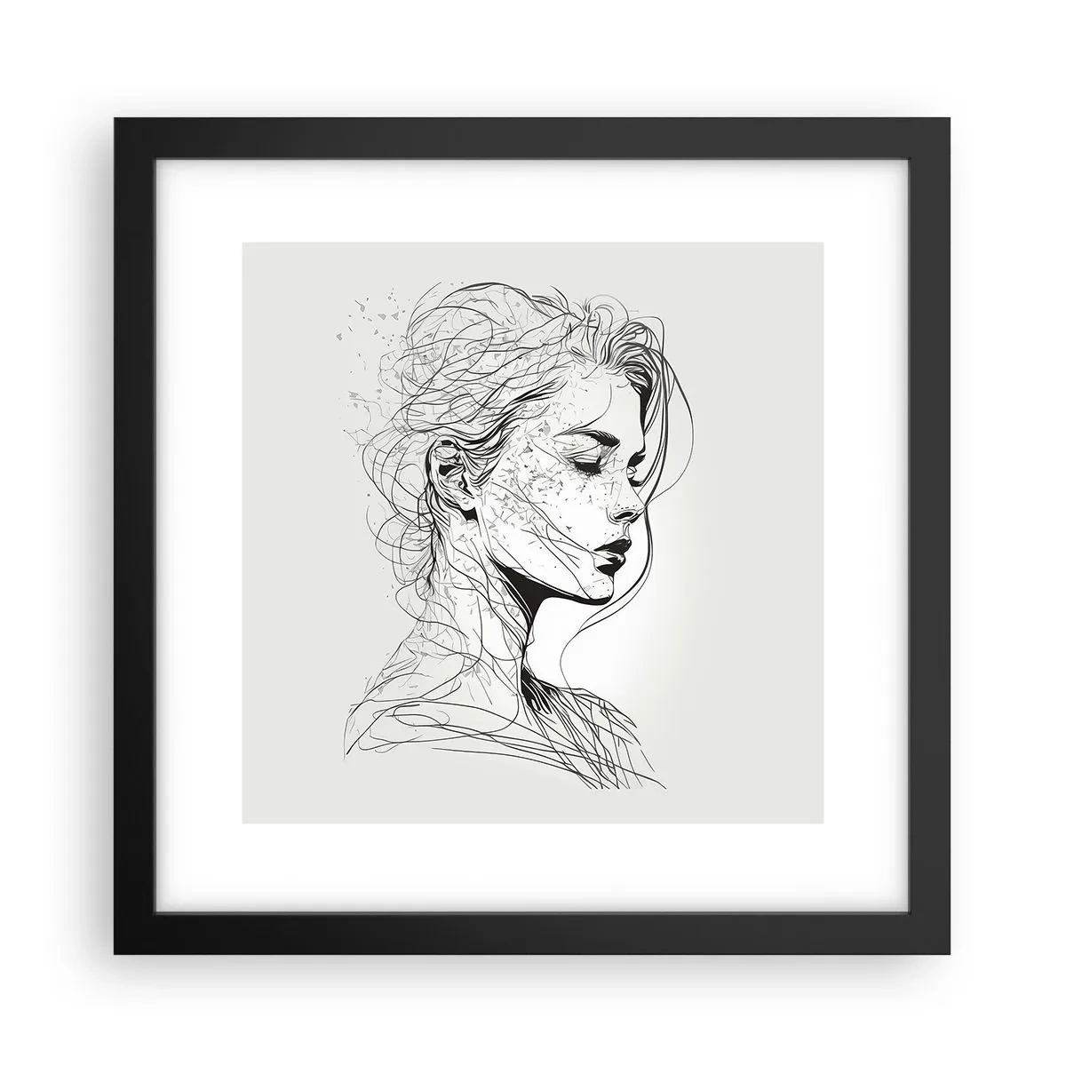 Poster în ramă neagră - Desenată cu linii - 30x30 cm