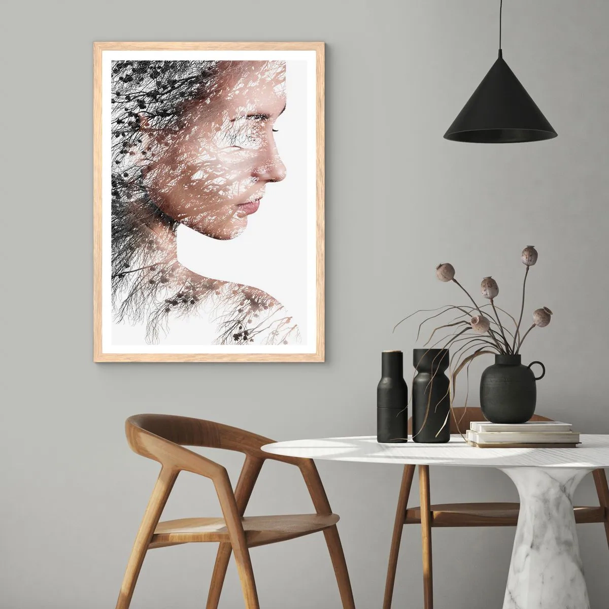 Poster în ramă de stejar deschis - Spiritul pădurii - 30x40 cm