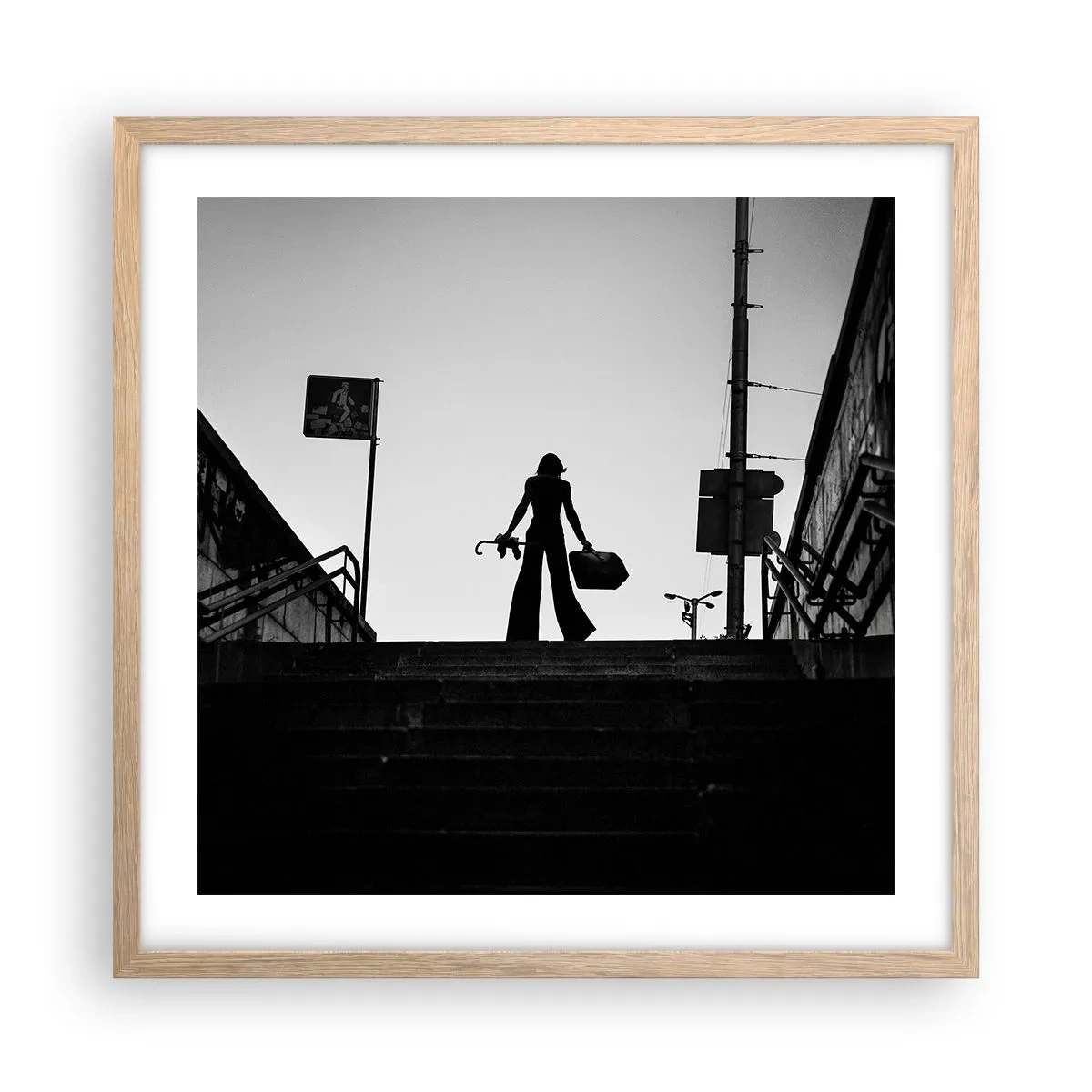 Poster în ramă de stejar deschis - Rătăcire urbană - 50x50 cm