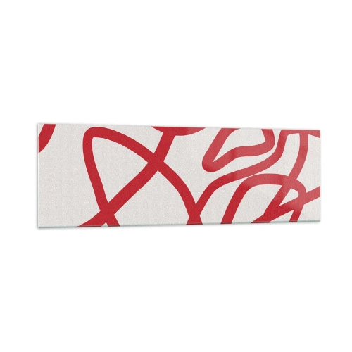 Tablou pe sticlă - Roșu pe alb - 160x50 cm