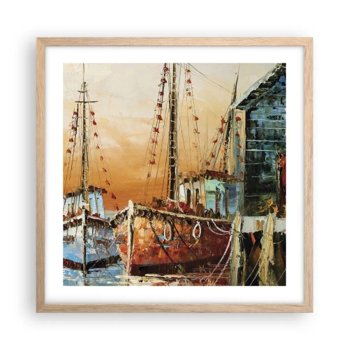 Poster în ramă de stejar deschis - Întoarcere pașnică - 50x50 cm