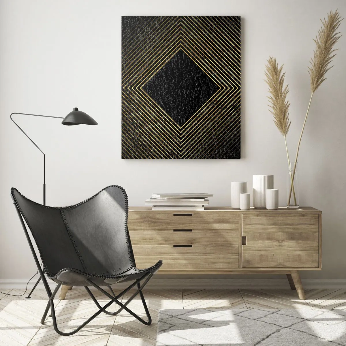 Tablou pe sticlă - Geometrie în stil glamour - 50x70 cm