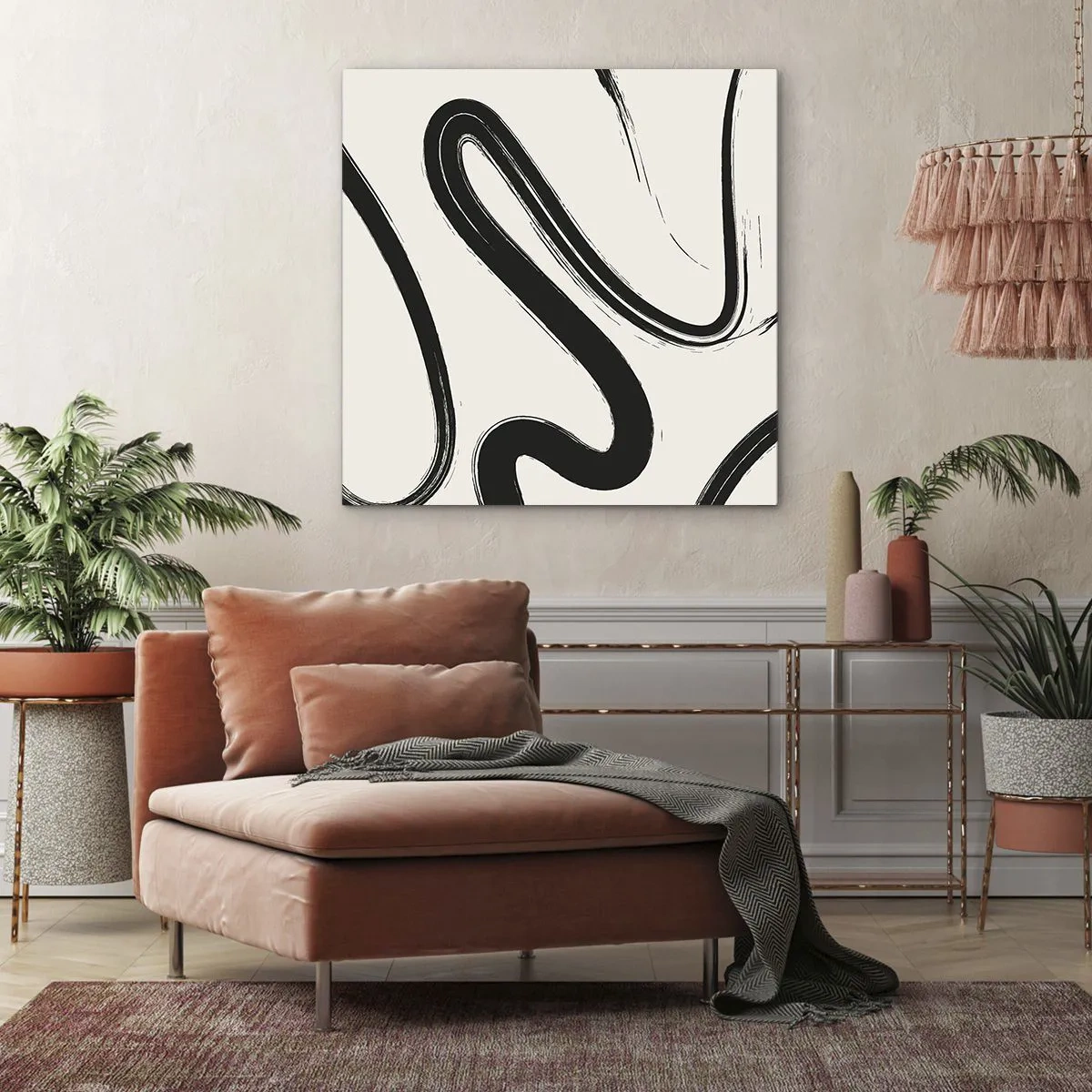 Tablou pe pânză - Capriciu în alb și negru - 70x70 cm