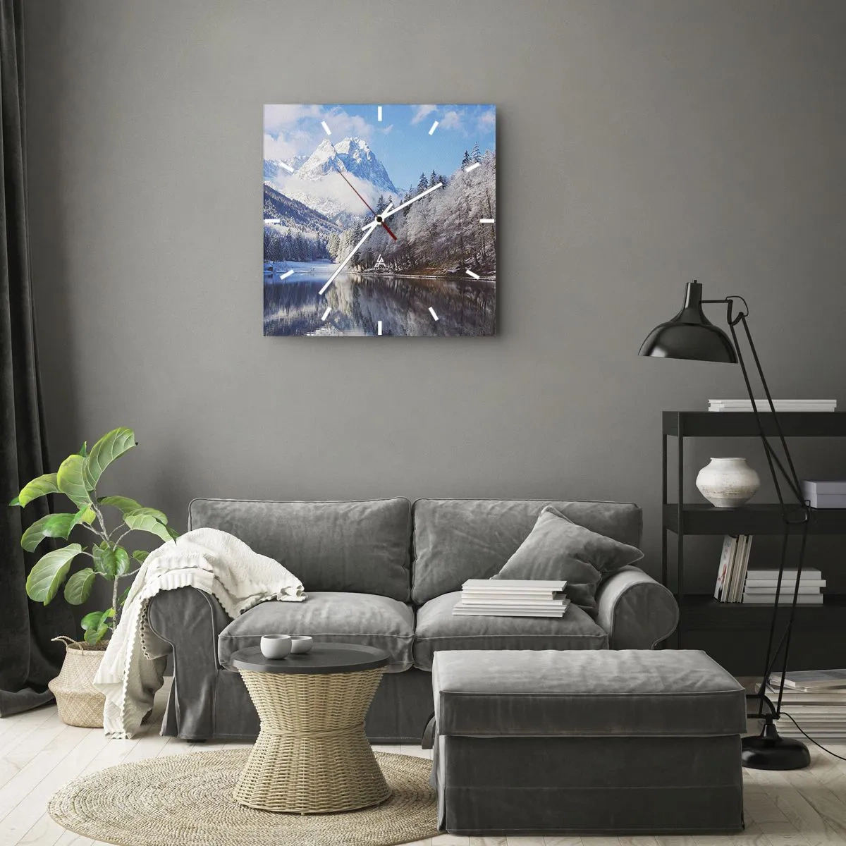 Ceas de perete - Ceas pe sticlă - Veghe de zăpadă - 30x30 cm