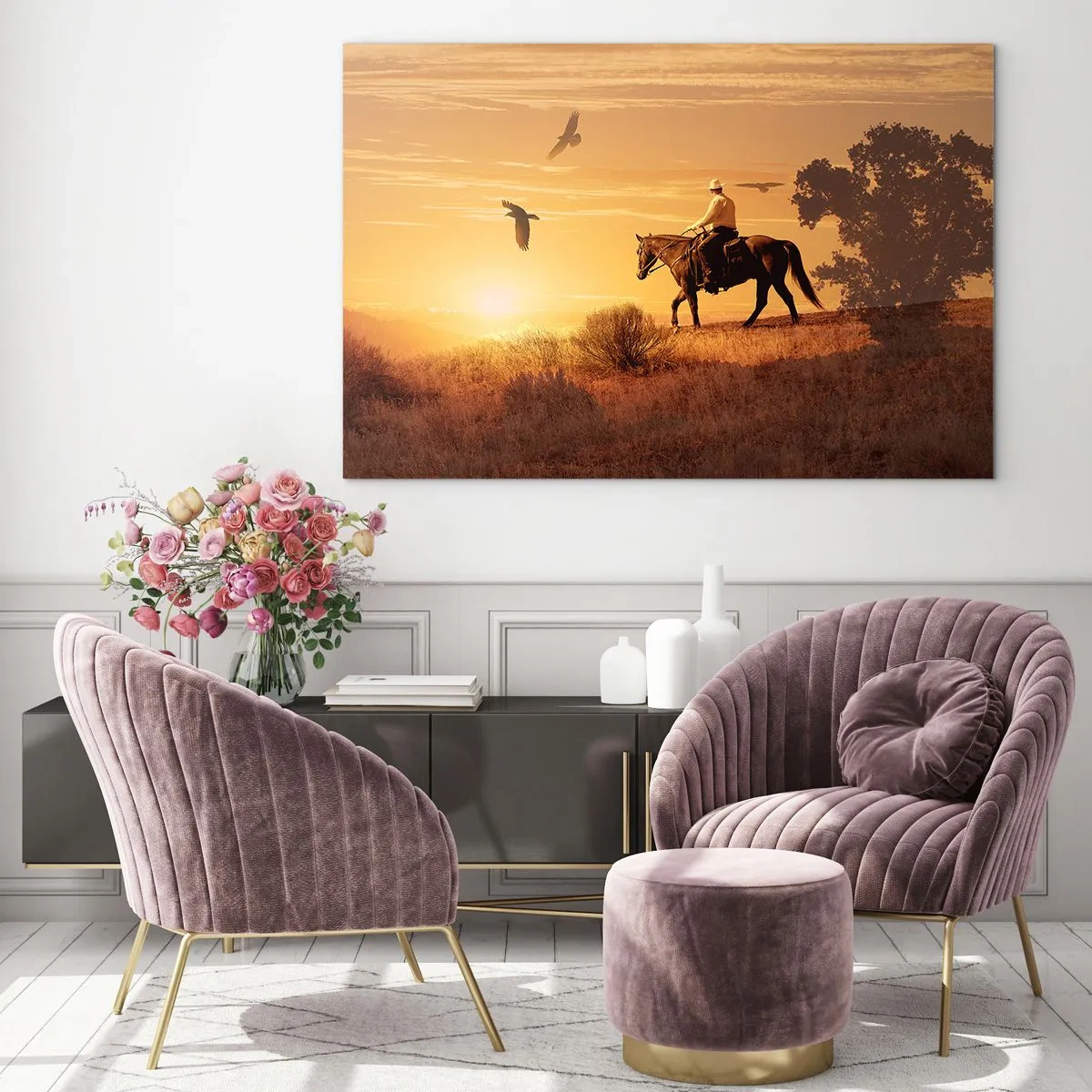 Tablou pe sticlă - Singur peste prerie - 100x70 cm