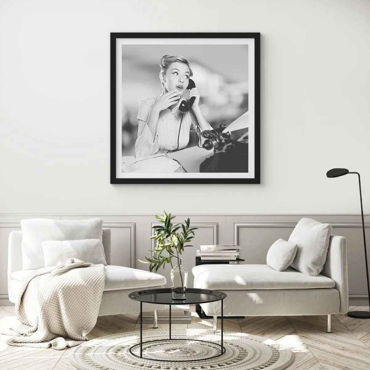 Poster în ramă neagră - Bună ziua, suntem în anii '50. - 40x40 cm