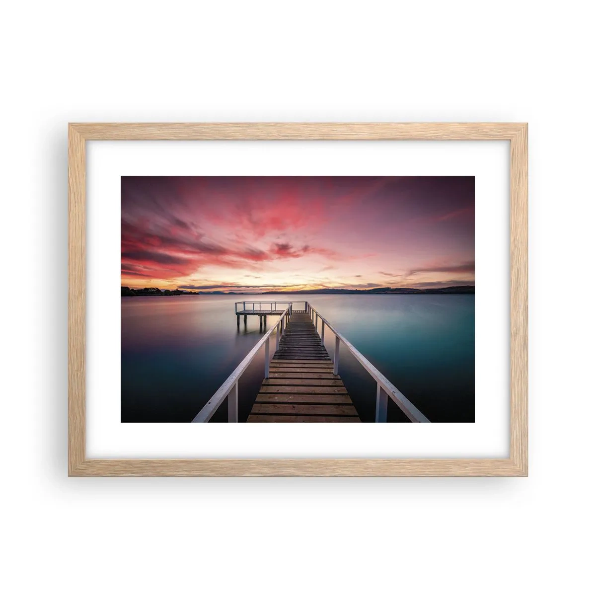 Poster în ramă de stejar deschis - Flacăra blândă a serii - 40x30 cm