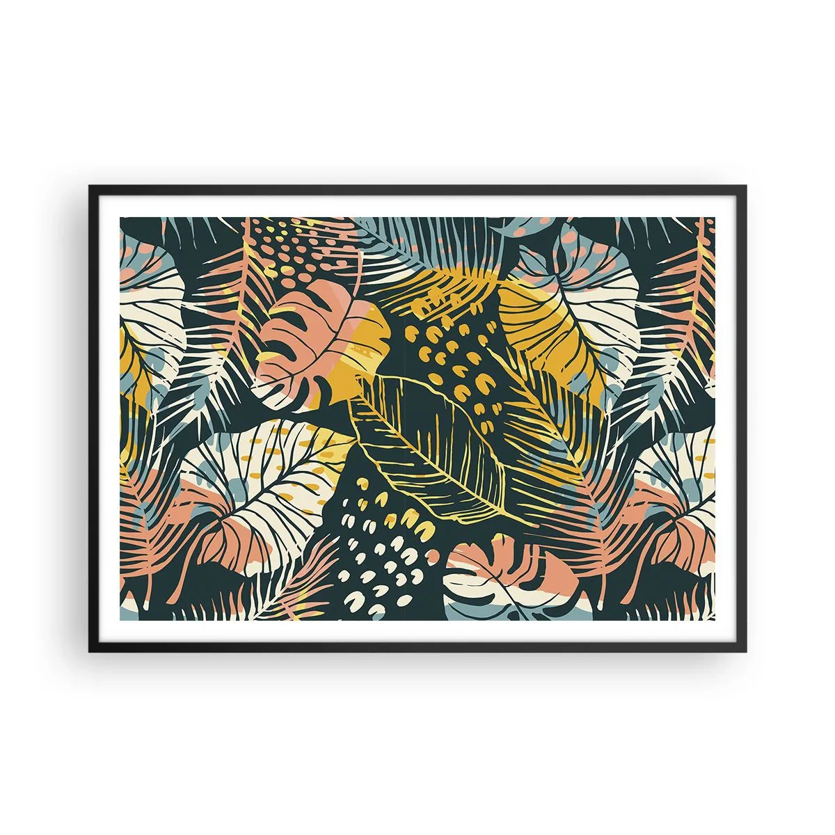Poster în ramă neagră - Fantezie cu frunze - 100x70 cm