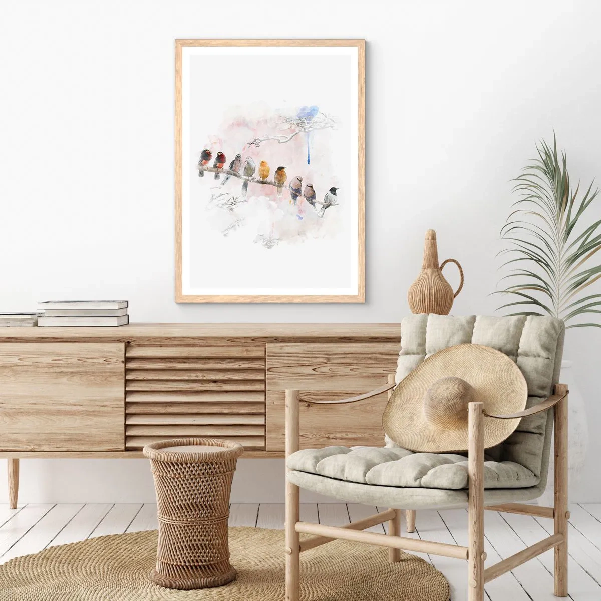 Poster în ramă de stejar deschis - Întâlnire înaripată - 61x91 cm