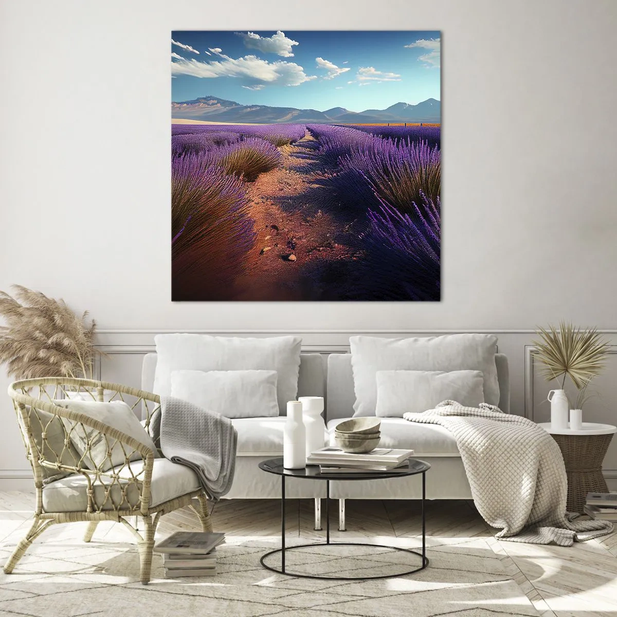 Tablou pe sticlă - Câmpuri parfumate - 70x70 cm