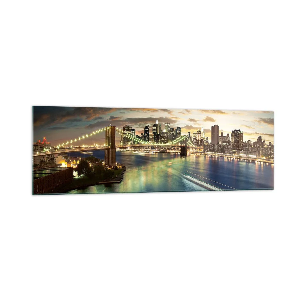 Tablou pe sticlă - O seară luminată deasupra Manhattan-ului - 160x50 cm