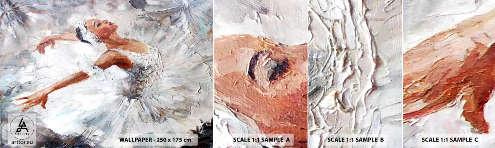 Mostră de Tapet Standard Eco - Moale și ușoară ca tulul - Balerină, Dans, Balet - 100x30 cm