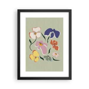 Poster în ramă neagră - Panseluțe colorate - 30x40 cm