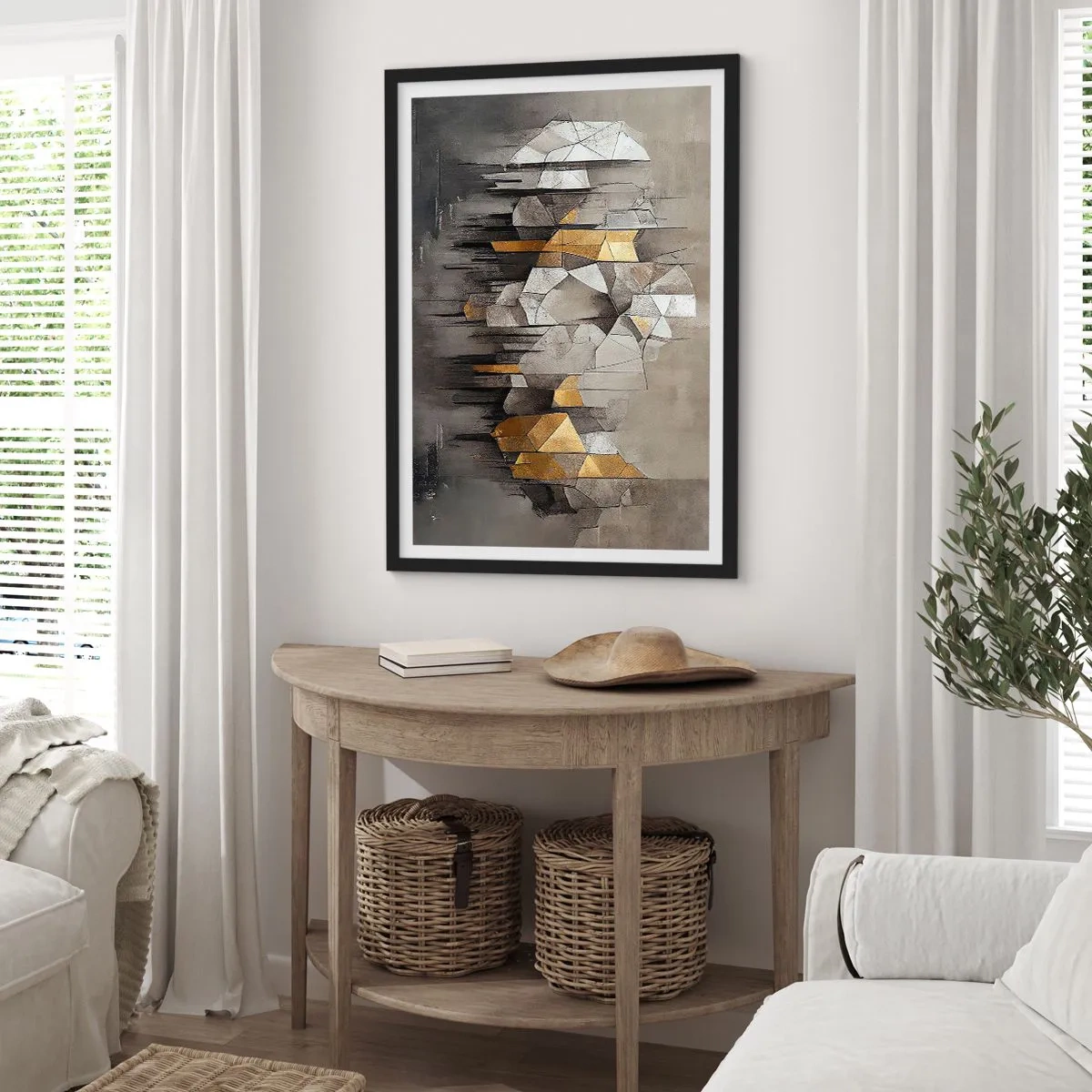 Poster în ramă neagră - Compoziție de gheață și lumină - 70x100 cm