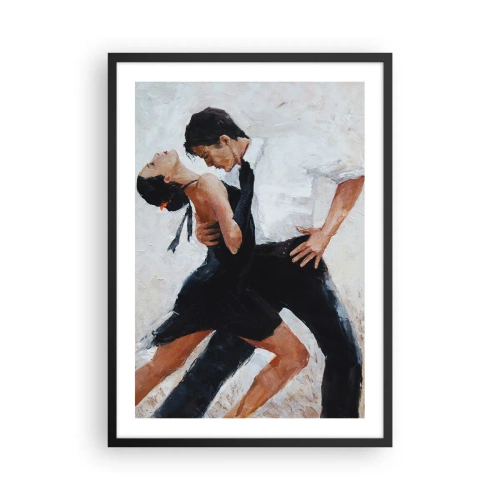 Poster în ramă neagră - Un cuplu dansând într-o poză dinamică - 50x70cm - Tangoul visurilor mele - Decorațiune modernă pentru perete pentru living și dormitor ARTTOR
