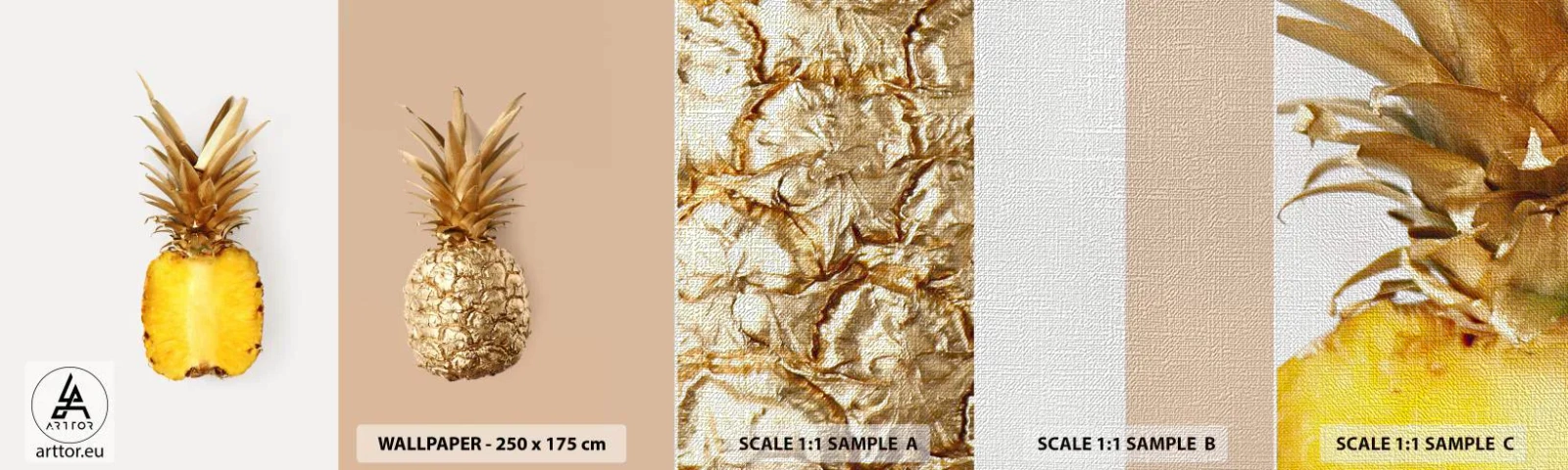 Mostră tapet Premium Canvas - Ananas de împărțit - Ananas, Fructe, Desert - 100x30 cm