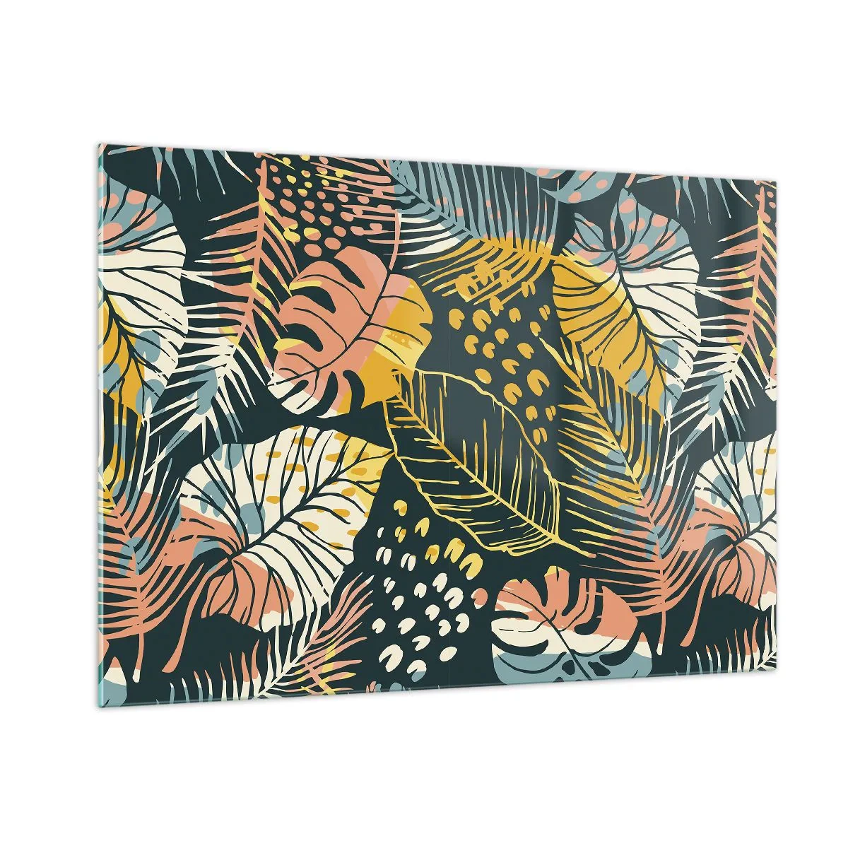 Tablou pe sticlă - Fantezie cu frunze - 100x70 cm