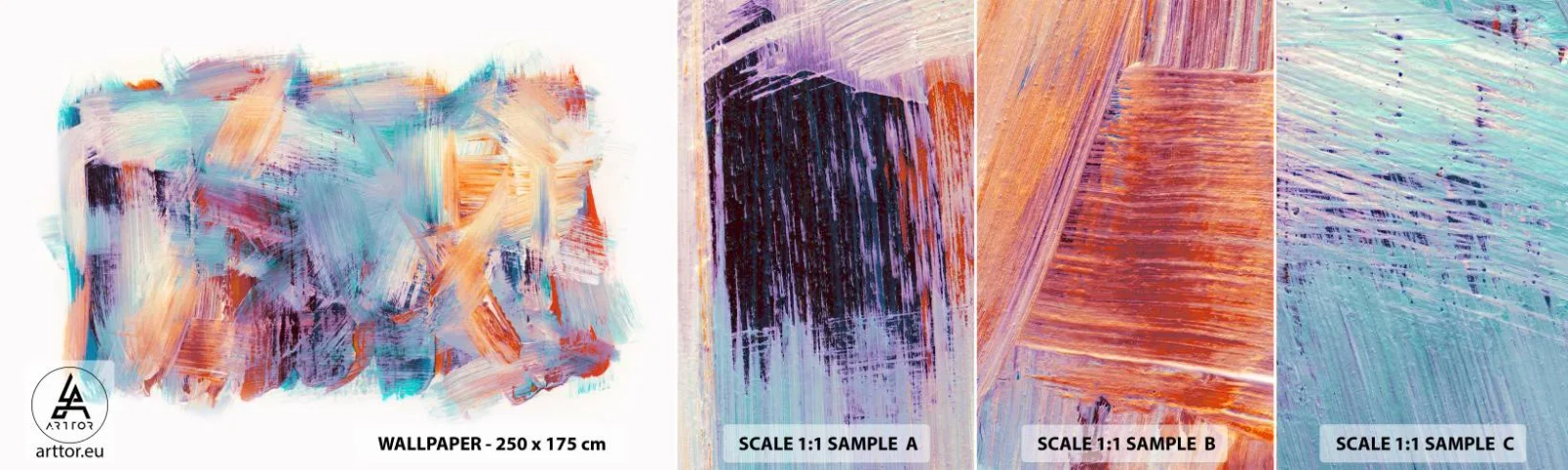 Mostră de Tapet Standard Eco - O dezordine colorată - Minimalist, Pastel, Bucată - 100x30 cm