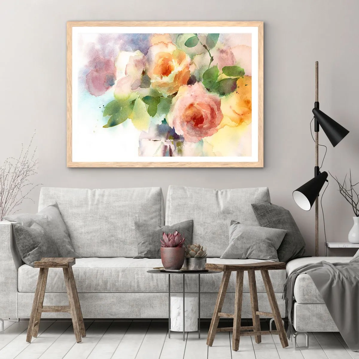 Poster în ramă de stejar deschis - Delicat ca o acuarelă - 40x30 cm