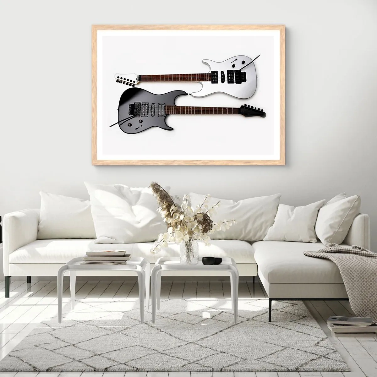 Poster în ramă de stejar deschis - Armonie de forme - 100x70 cm